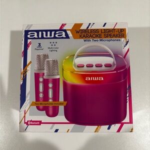 Pink Wireless Karaoke Speaker with Dual Microphones